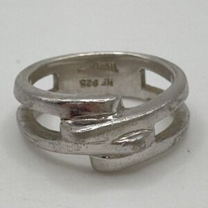 Sterling Silver Ring Size 7.75 Double Band Modernist 925 NF Vintage